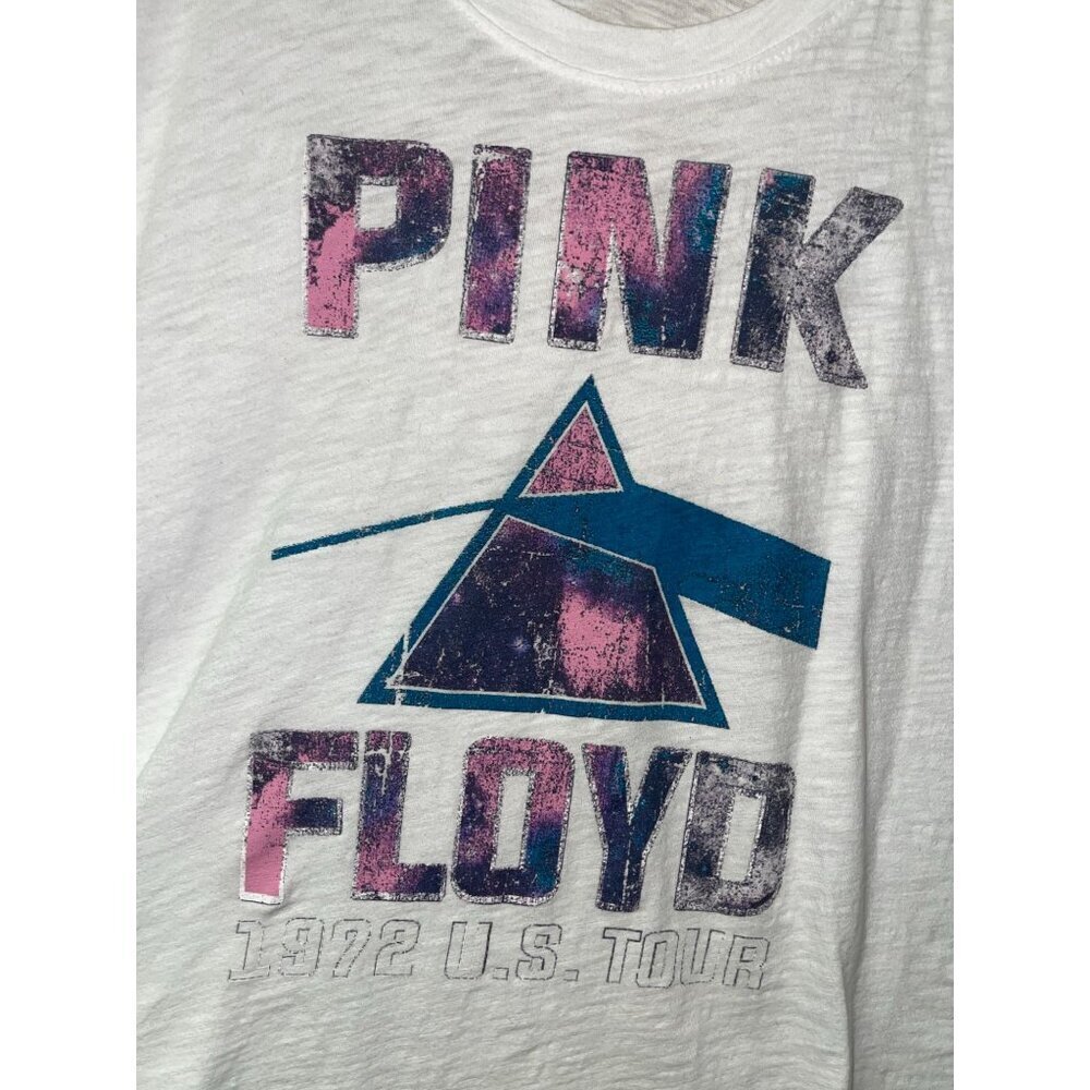 Knit Riot Pink Floyd 1972 US Tour Throw Back Burn Out White Shirt Women's Medium